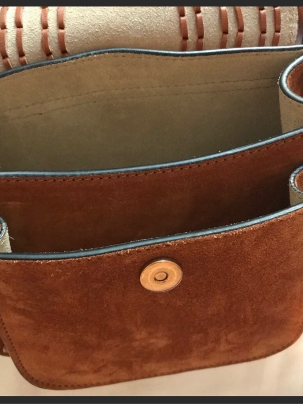 Chloe Hudson Caramel Brown Suede Small Saddle Bag with Tassel - Picture 10 of 11
